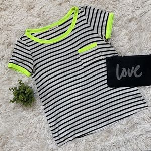 Twenty Second SS Tee 💗 Black White & Neon Yellow